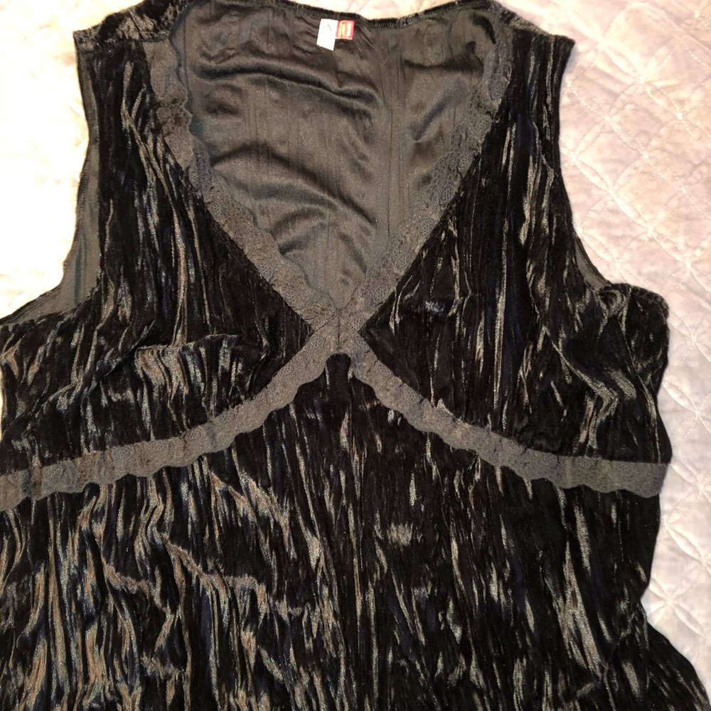 Plus Size Seven7 Black Velvet Blouse